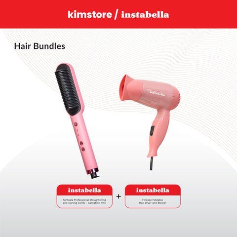 Kimstore Bundle Instabella Hair Styling Tools + Instabella Foldable Hair Dryer and Blower