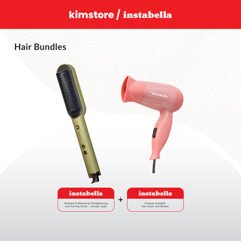 Kimstore Bundle Instabella Hair Styling Tools + Instabella Foldable Hair Dryer and Blower