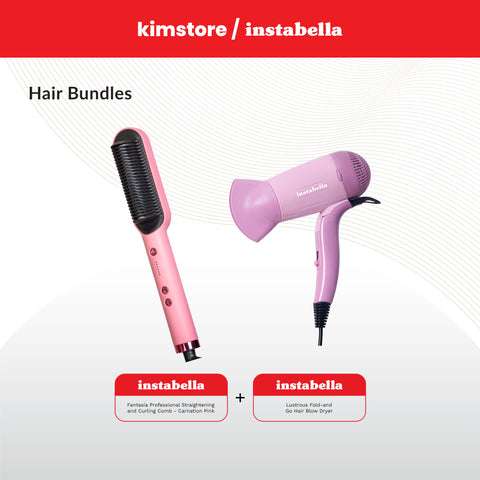 Kimstore Bundle Instabella Hair Styling Tools + Instabella Foldable Hair Dryer and Blower