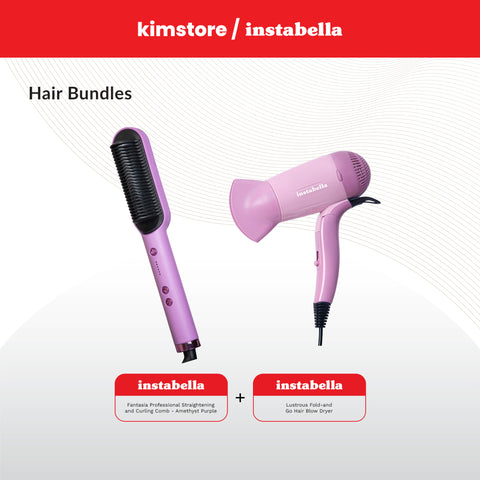 Kimstore Bundle Instabella Hair Styling Tools + Instabella Foldable Hair Dryer and Blower