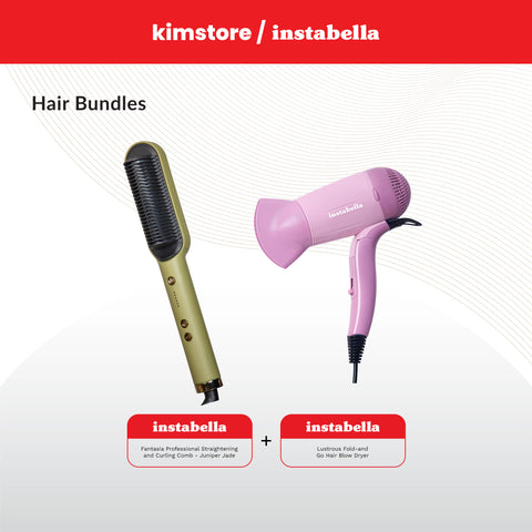 Kimstore Bundle Instabella Hair Styling Tools + Instabella Foldable Hair Dryer and Blower