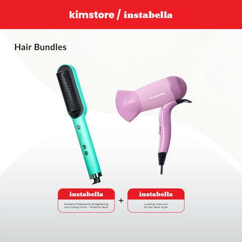 Kimstore Bundle Instabella Hair Styling Tools + Instabella Foldable Hair Dryer and Blower