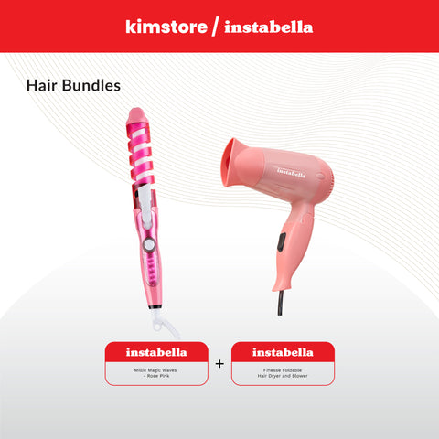 Kimstore Bundle Instabella Hair Styling Tools + Instabella Foldable Hair Dryer and Blower