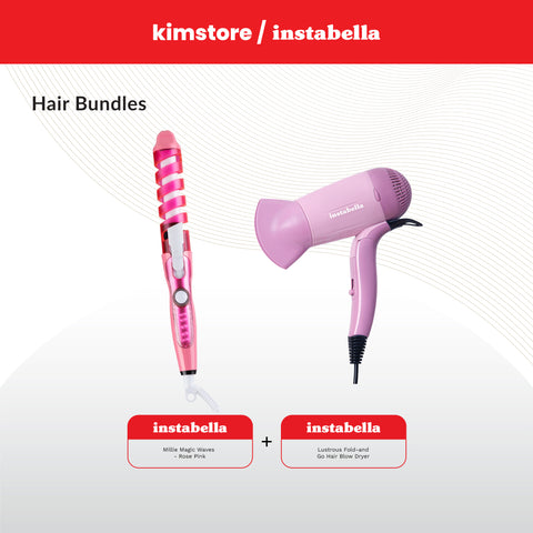 Kimstore Bundle Instabella Hair Styling Tools + Instabella Foldable Hair Dryer and Blower