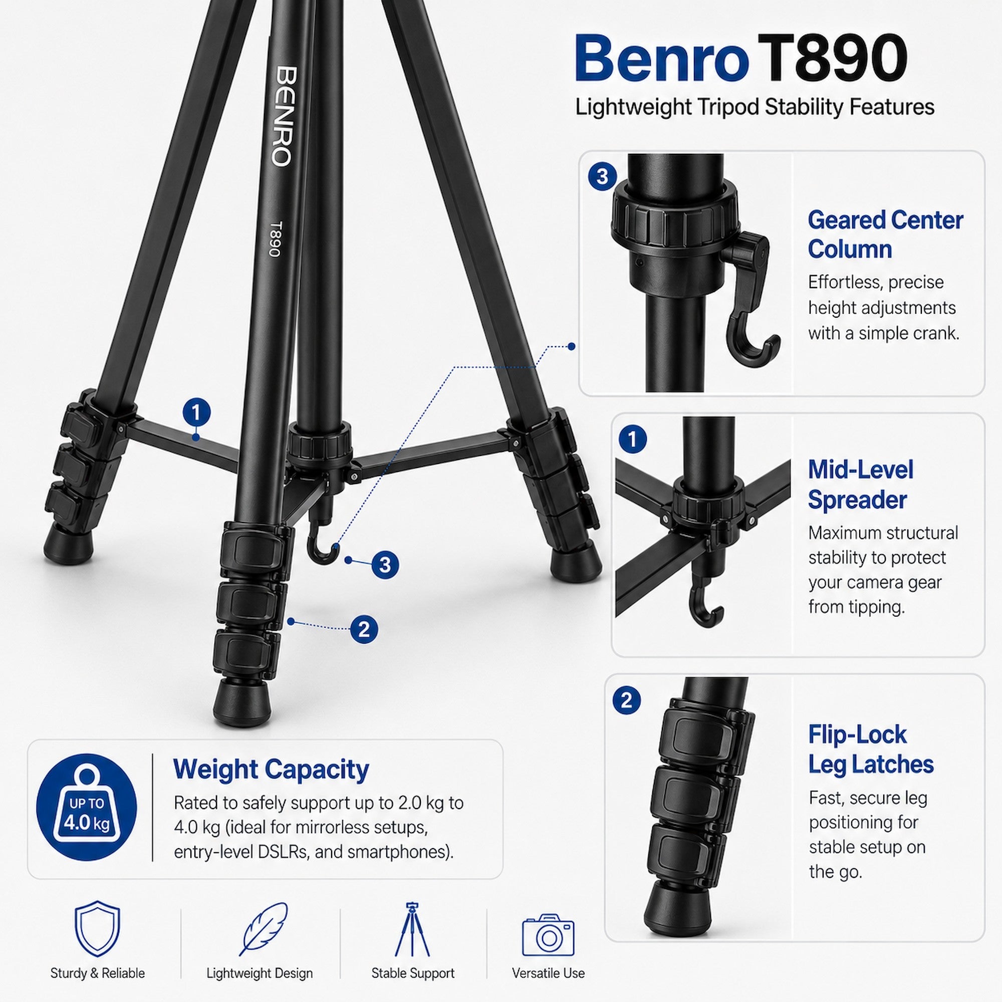 Benro T890 Aluminum Tripod [Pre-Order]