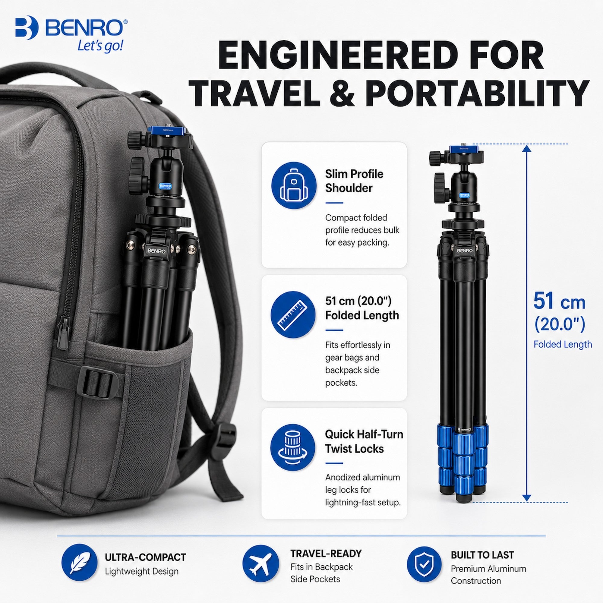 Benro TSL08AN00 Mg-Aluminum Tripod w/ Ball Head [Pre-Order]