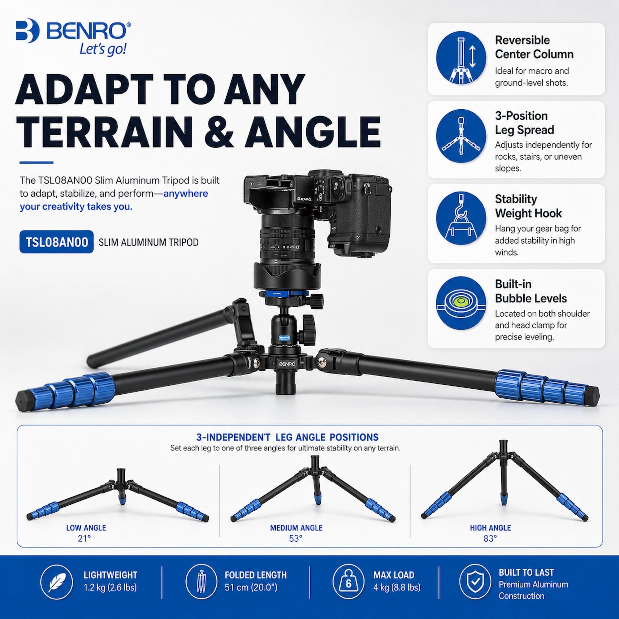 Benro TSL08AN00 Mg-Aluminum Tripod w/ Ball Head [Pre-Order]