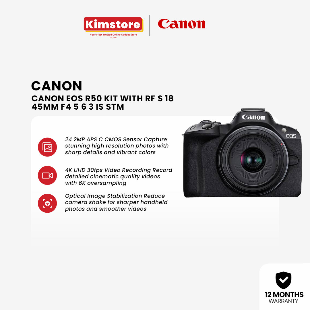 Canon EOS R50 Kit with RF-S 18-45mm f/4.5-6.3 IS STM [Pre-Order]