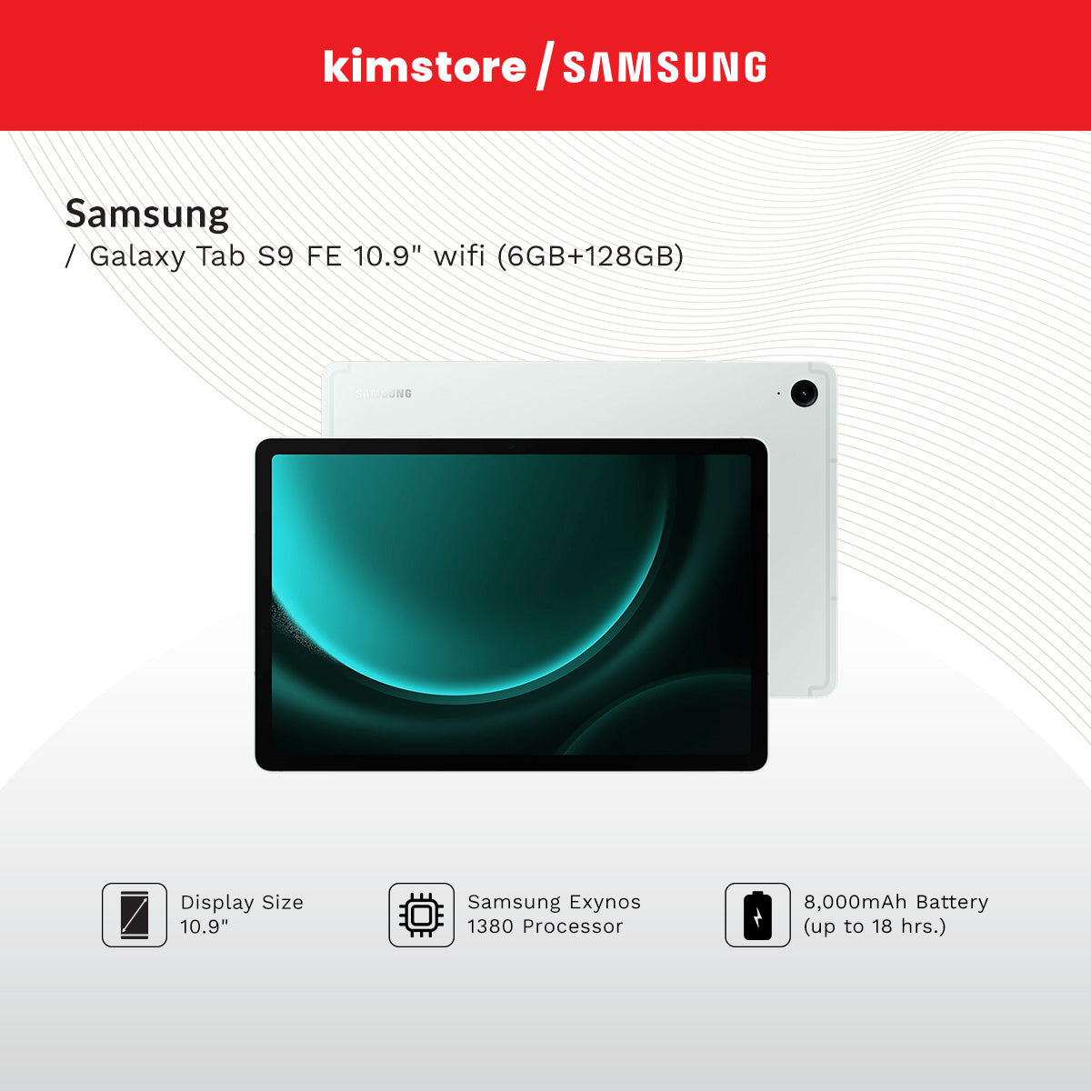 Samsung Galaxy Tab S9 FE Plus 12.4 inch SM-X610 Wifi 128GB  Mint (8GB RAM)- Full tablet specifications