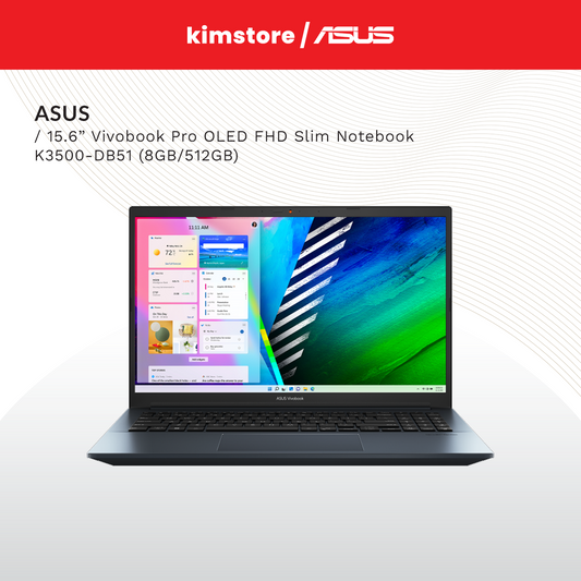 ASUS 15.6" VivoBook Pro OLED FHD Slim Notebook Intel Core i5 8gb/512gb Win 11 K3500PH-DB51 Quiet Blue