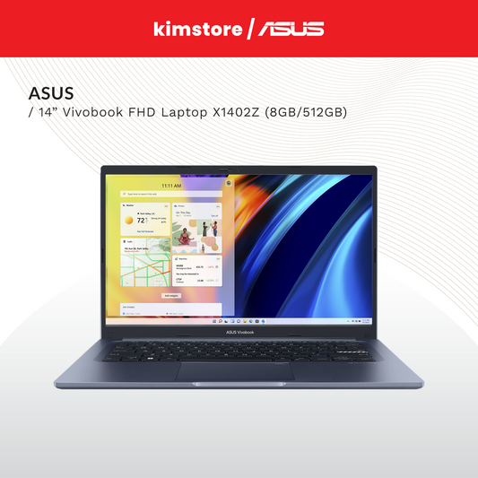ASUS Vivobook 14"FHD Laptop i3-1220P 8GB RAM /512GB SSD Win11 X1402Z Quiet Blue