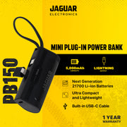 jaguar electronics pb150 mini plug in power bank 5000mah lightning black