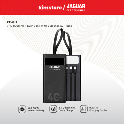 Jaguar Electronics PB401 40000mAh QC3.0 + PD Digital Display Power Bank 22.5W