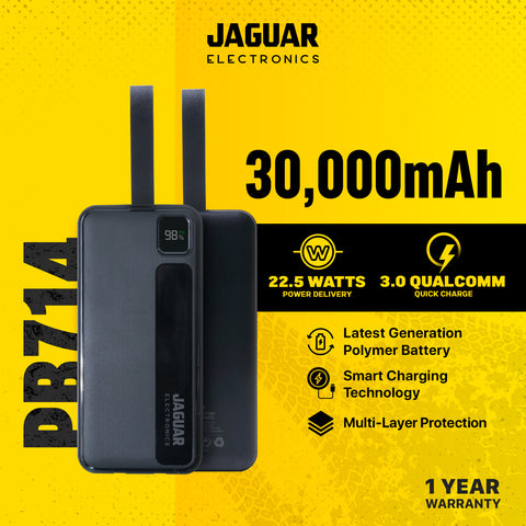 Jaguar Electronics PB714 Power Bank with Digital Display 22.5W PD/QC 3.0 30000mAh