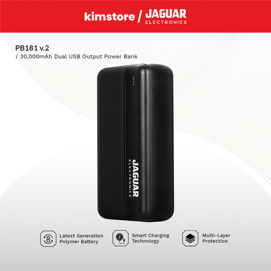 Jaguar Electronics PB181 V2 30000mAh Power Bank Dual USB Output