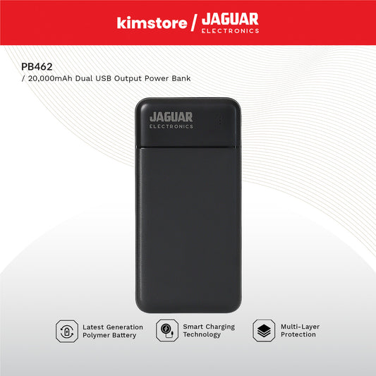 Jaguar Electronics PB462 20000mAh Power Bank Dual USB Output