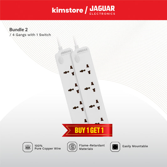 Jaguar Electronics Power Strip 4-Gang with 1 Switch