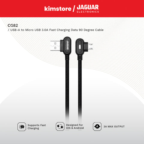 Jaguar Electronics CG82 3.0A 2 Meters Fast Charging Data 90 Degree Cable