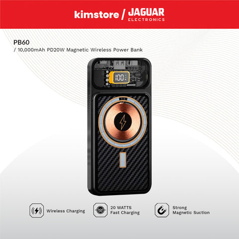 Jaguar Electronics Magnetic Wireless Power Bank PB60 PD20W Fast Charging 10000mAh