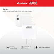 jaguar electronics wcp01 wall charger 18w quick charge dual usb a ports white