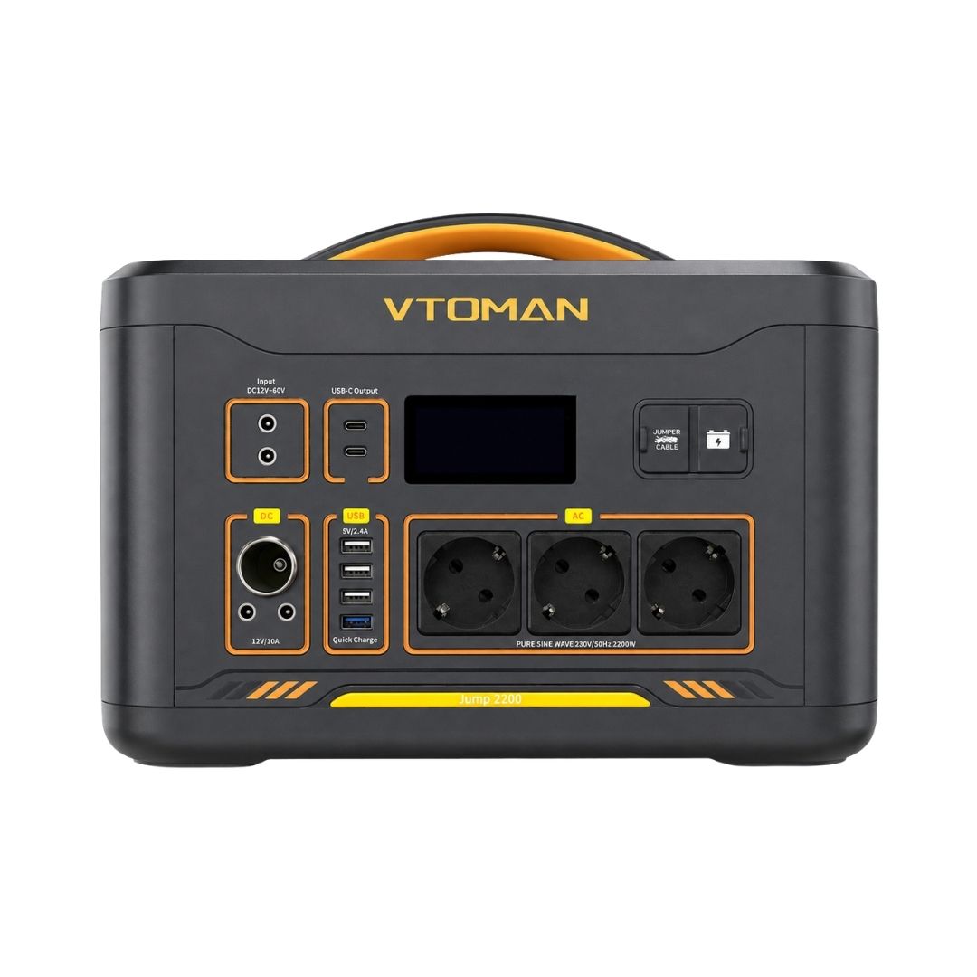 VTOMAN Jump 2200E 1408Wh/2200W Portable Power Station with 3 AC Outlets and Jump Starter