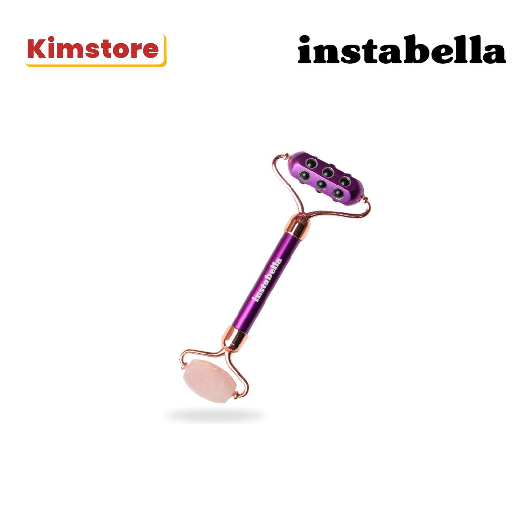 instabella gwyneth 2 in 1 germanium & gemstone face roller blush pink