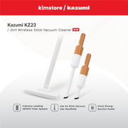 kazumi kz23 3 in 1 wireless stick vacuum cleaner with coastal wood accent white