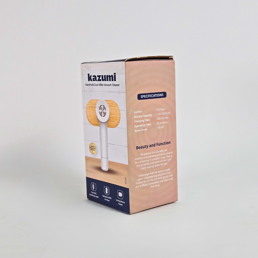 Kazumi KZ24 Dust Mite Vacuum Cleaner with Coastal Wood Accent - White