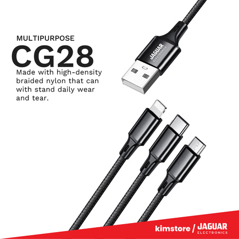 Jaguar Electronics CG28 1.5A - 2.8A 1 Meter Fast Charging 3-in-1 Cable