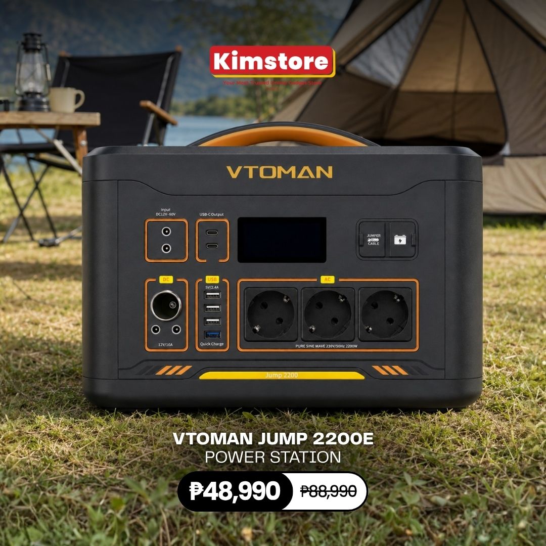 VTOMAN Jump 2200E 1408Wh/2200W Portable Power Station with 3 AC Outlets and Jump Starter