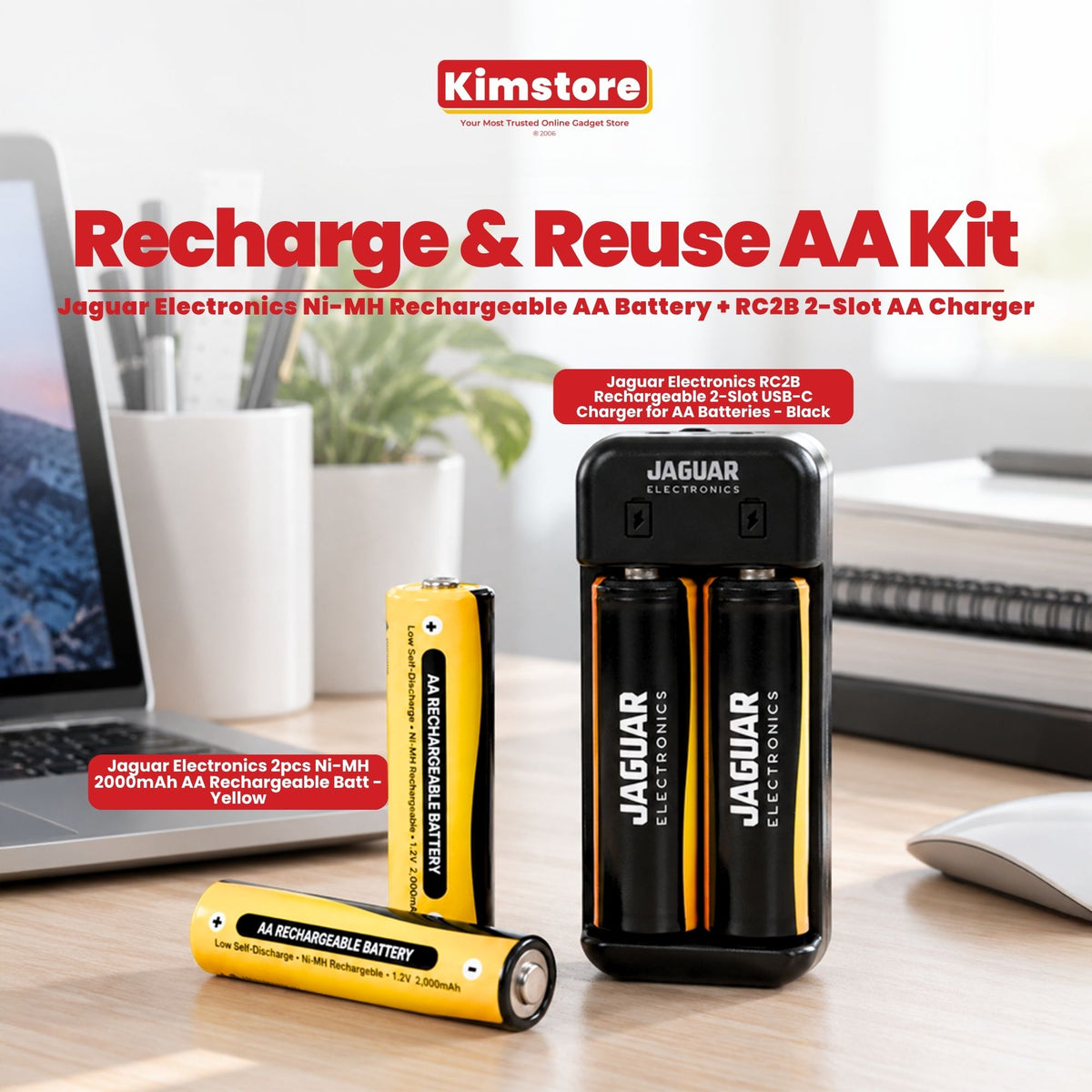 Recharge & Reuse AA Kit
