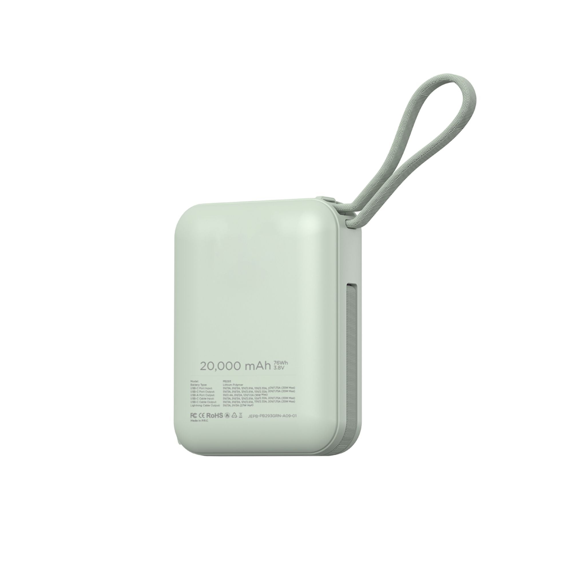 Jaguar Electronics PB293 20000mAh 35W PD/QC 3.0 Power Bank With Built-in Cables