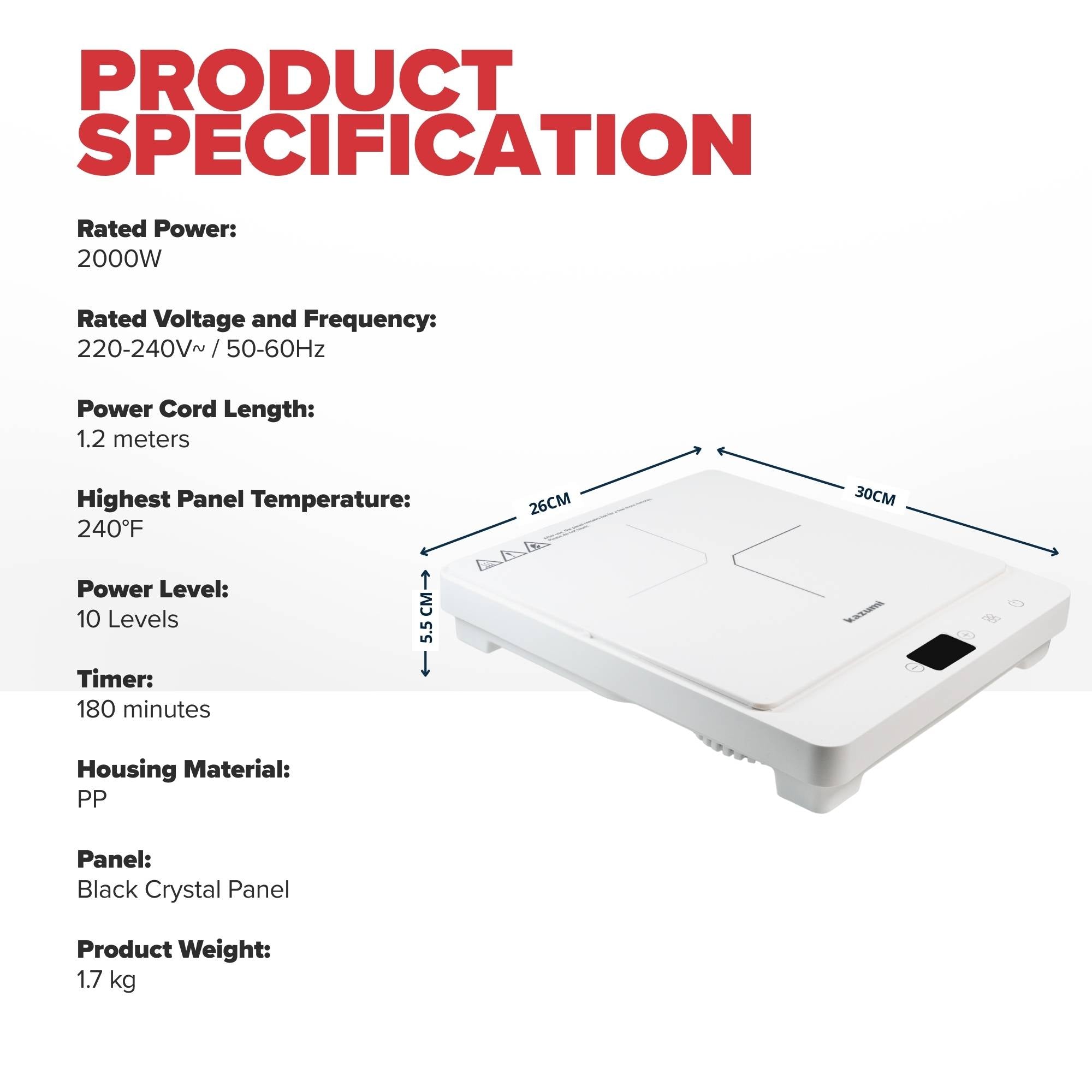 Kazumi KZ-IC56 Induction Cooker 2000W