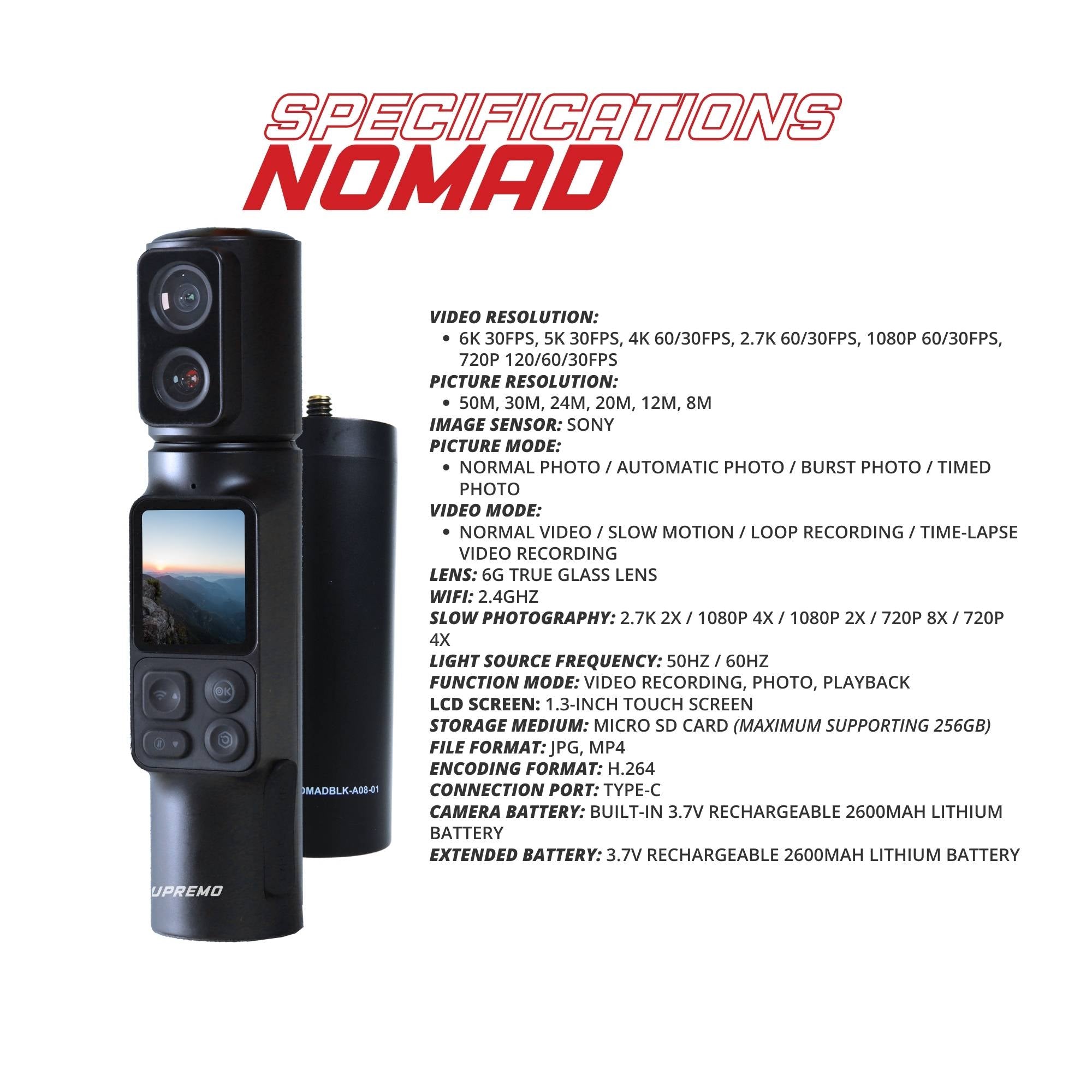 Supremo Nomad Handheld 5K Action Camera