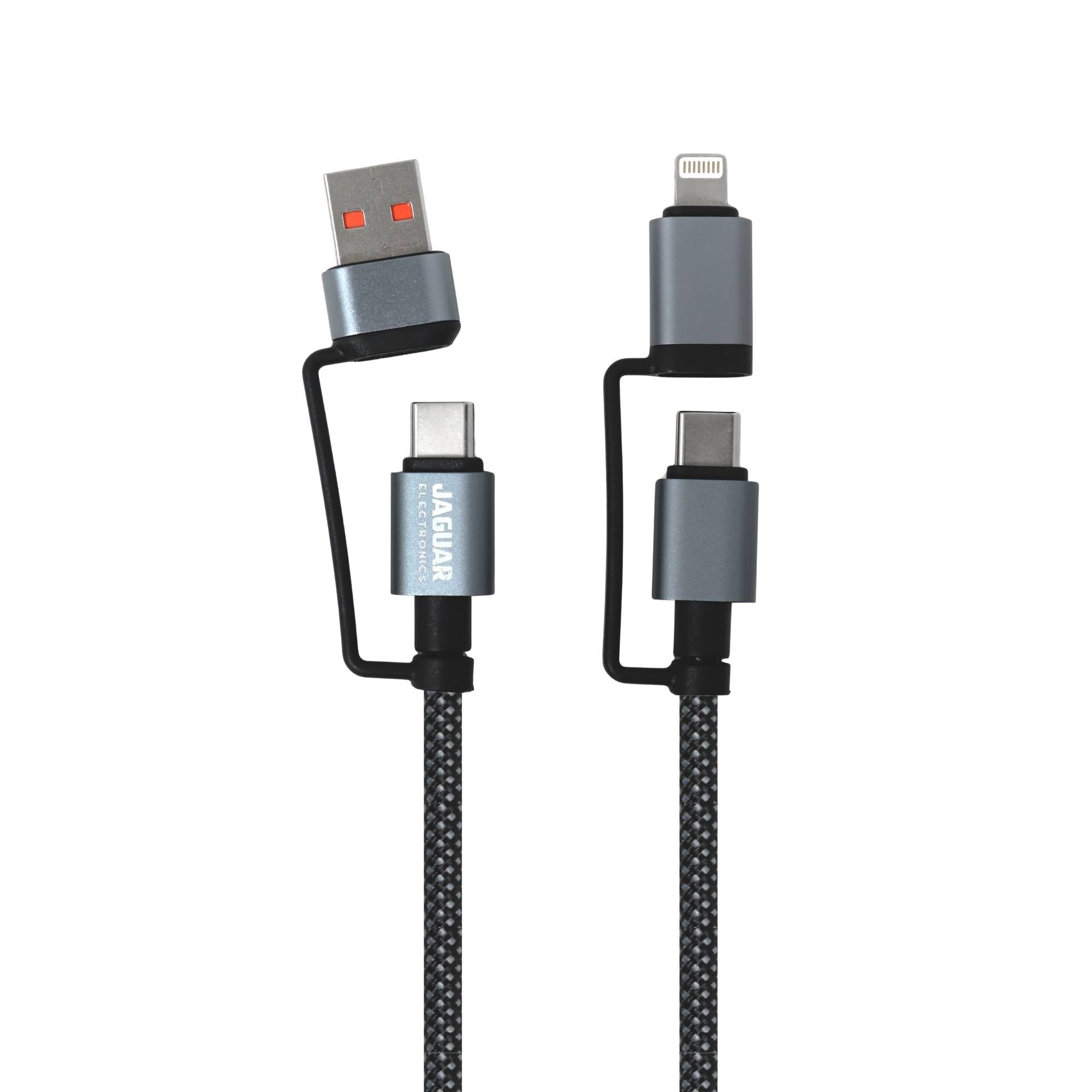 Jaguar Electronics CG92 60W PD/QC 1.2 Meter 4-in-1 Fast Charging Data Cable