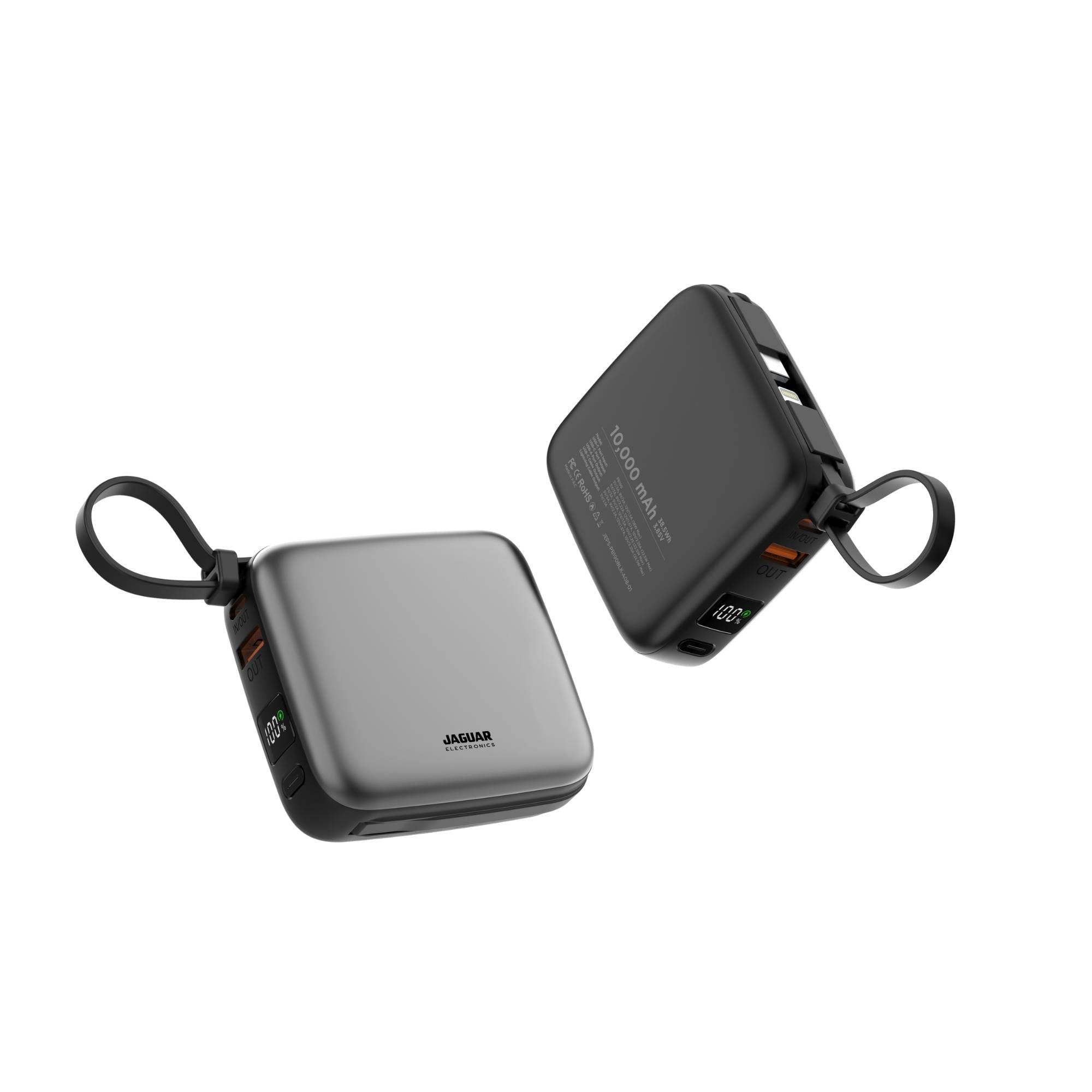 Jaguar Electronics PB190 10000mAh 22.5W PD/QC 3.0 Power Bank With Built-in Cables