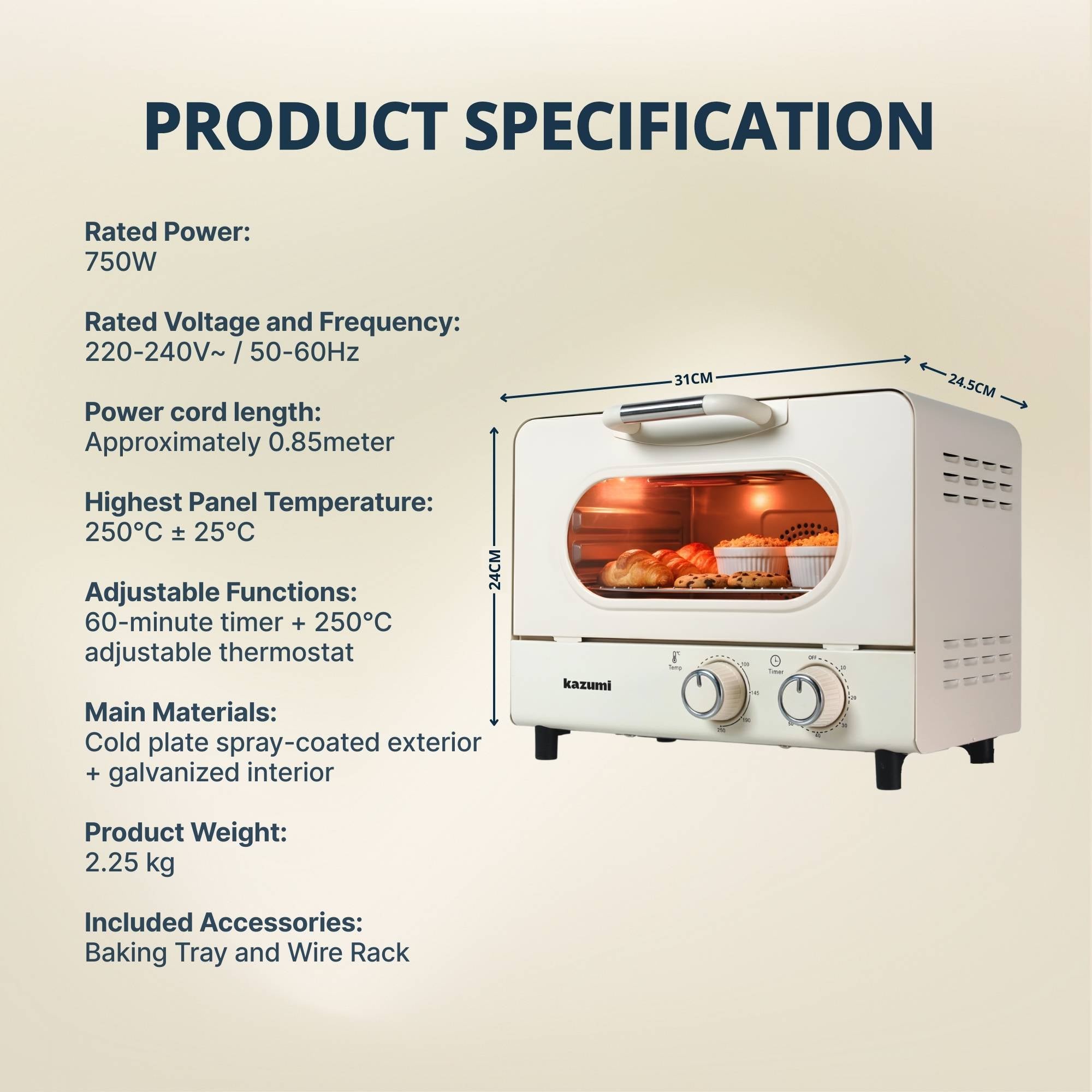 Kazumi KZ-EO10PE 10L Electric Oven