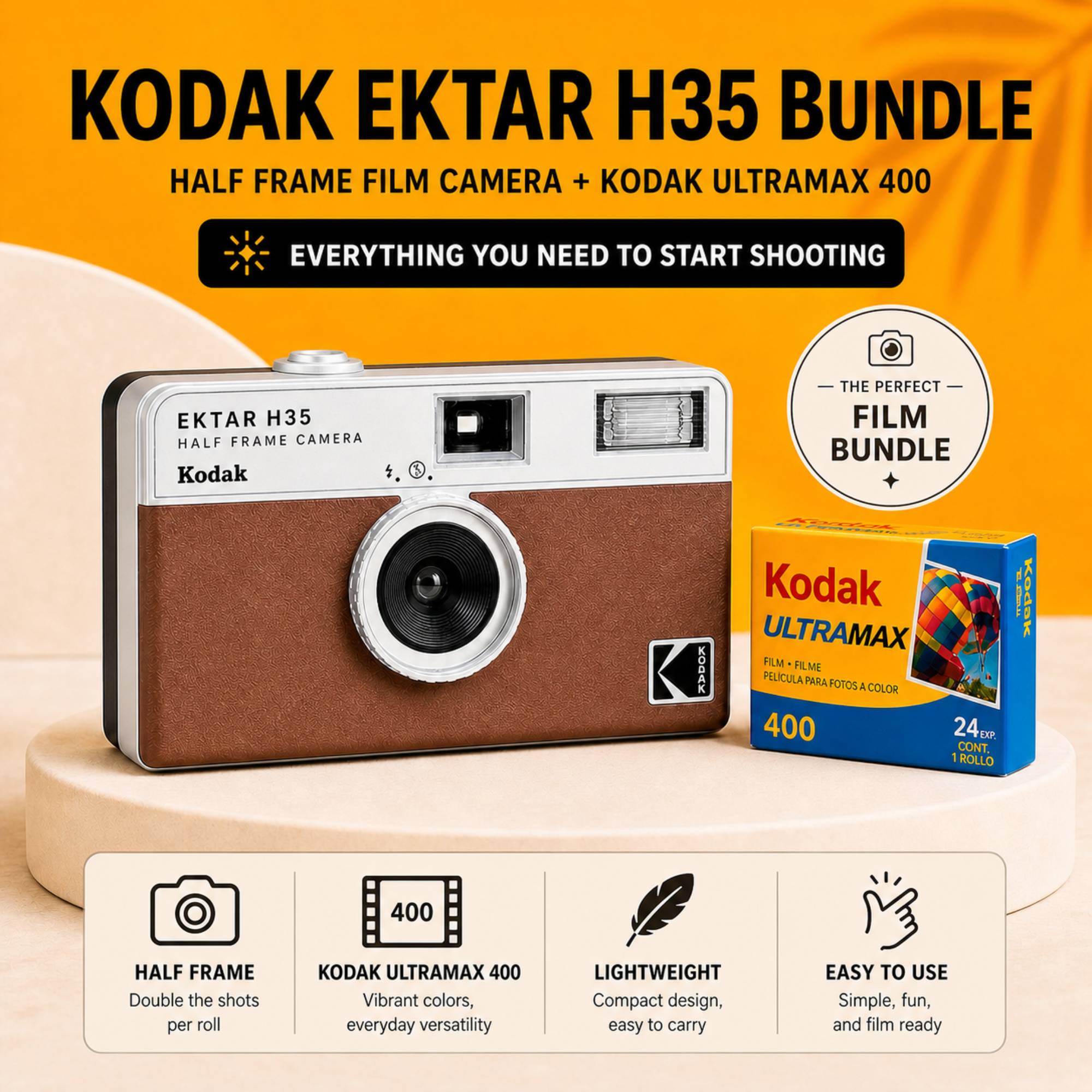 Kodak Ektar H35 Half Frame Film Camera + Kodak Ultramax 24EXP