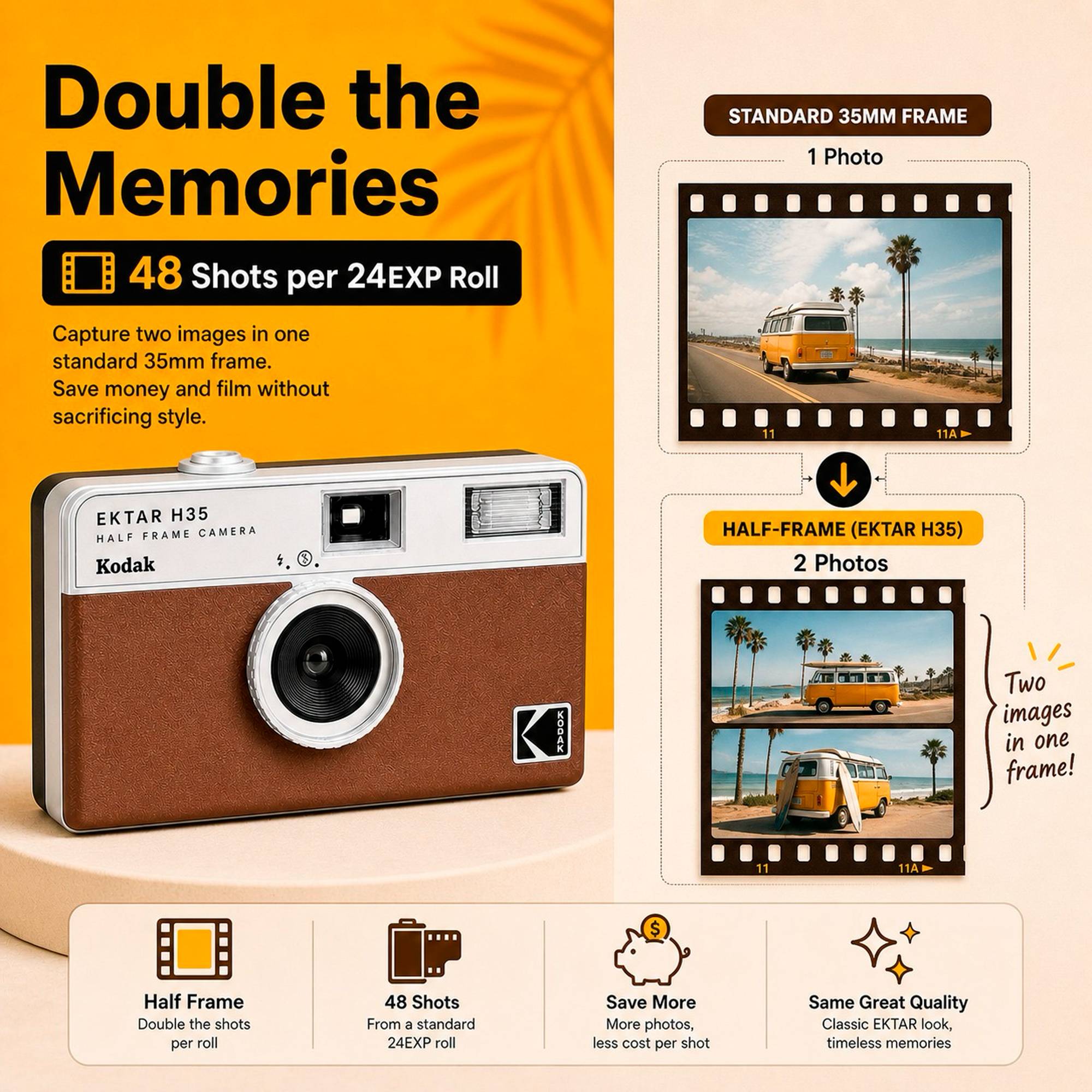 Kodak Ektar H35 Half Frame Film Camera + Kodak Ultramax 24EXP