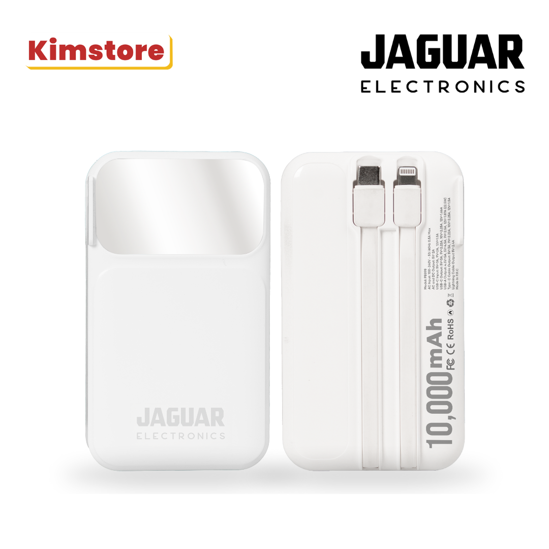 Jaguar Electronics PB898 10000mAh 22.5W PD/QC 3.0 Power Bank With Plug and Built-in Cables