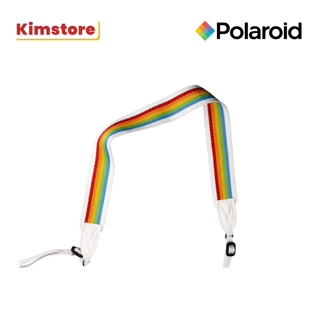 polaroid camera strap flat rainbow grey
