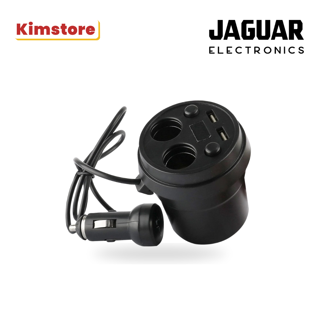 jaguar car charger hub with cigarrette lighter socket black