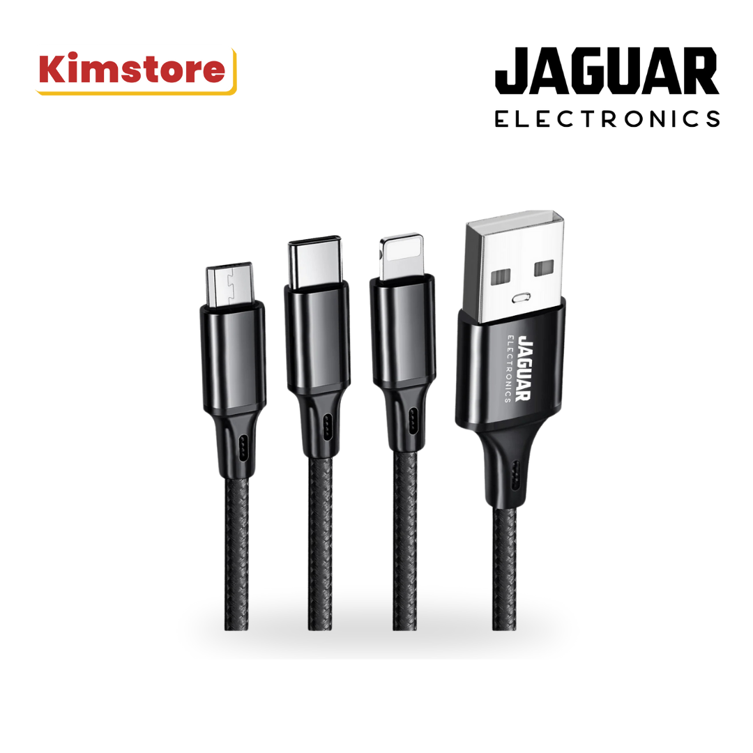 jaguar electronics cg28 1.5a 2.8a 1 meter fast charging 3 in 1 cable black