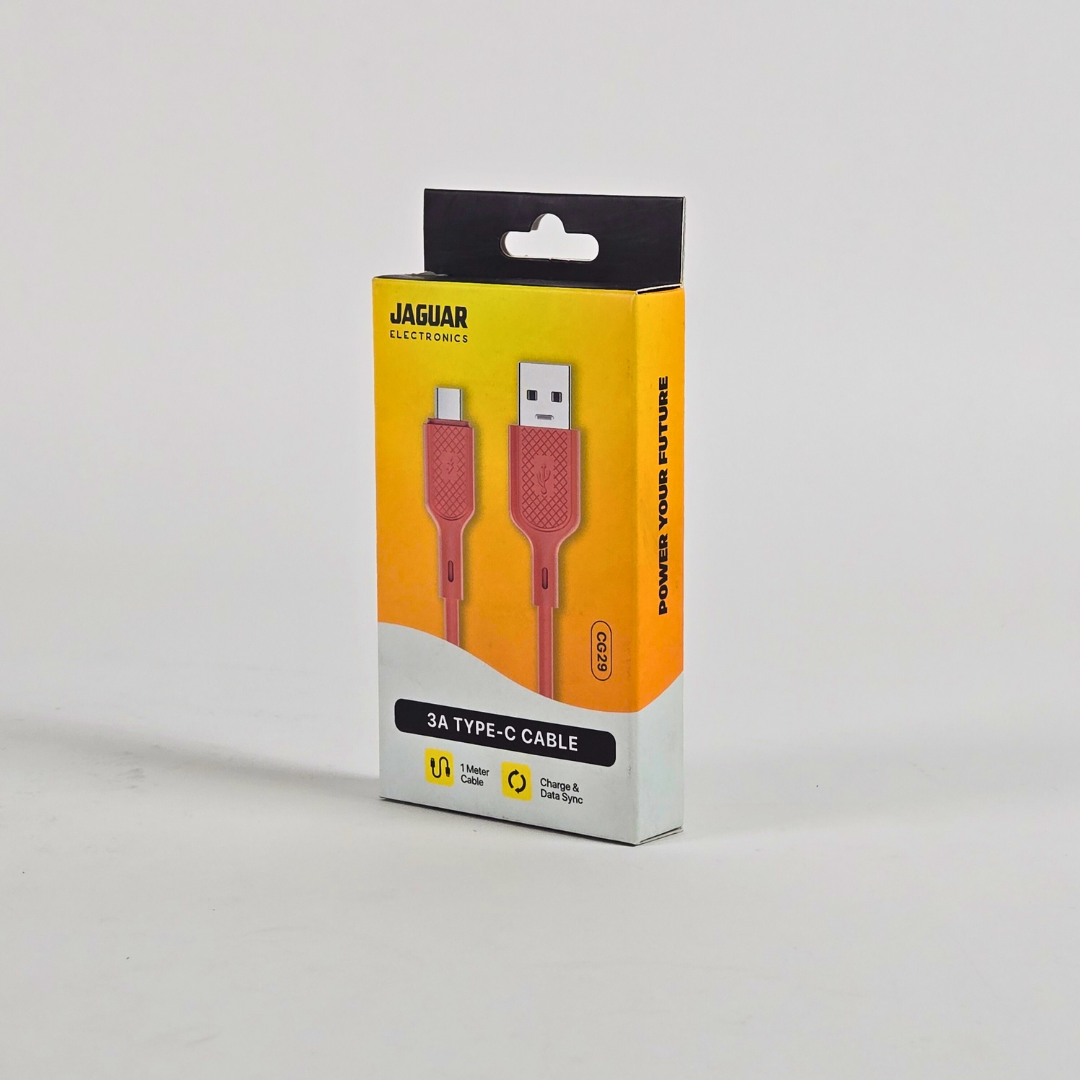 Jaguar Electronics CG29 2.4A 1 Meter Fast Charging Data Silicone Cable Type-C - Rose Pink