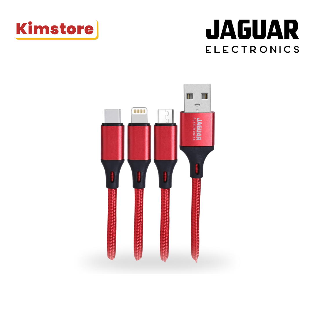 jaguar electronics cg28 1.5a 2.8a 1 meter fast charging 3 in 1 cable blue