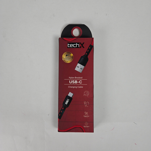 techx nylon braided usb c charging cable blue 7day wty