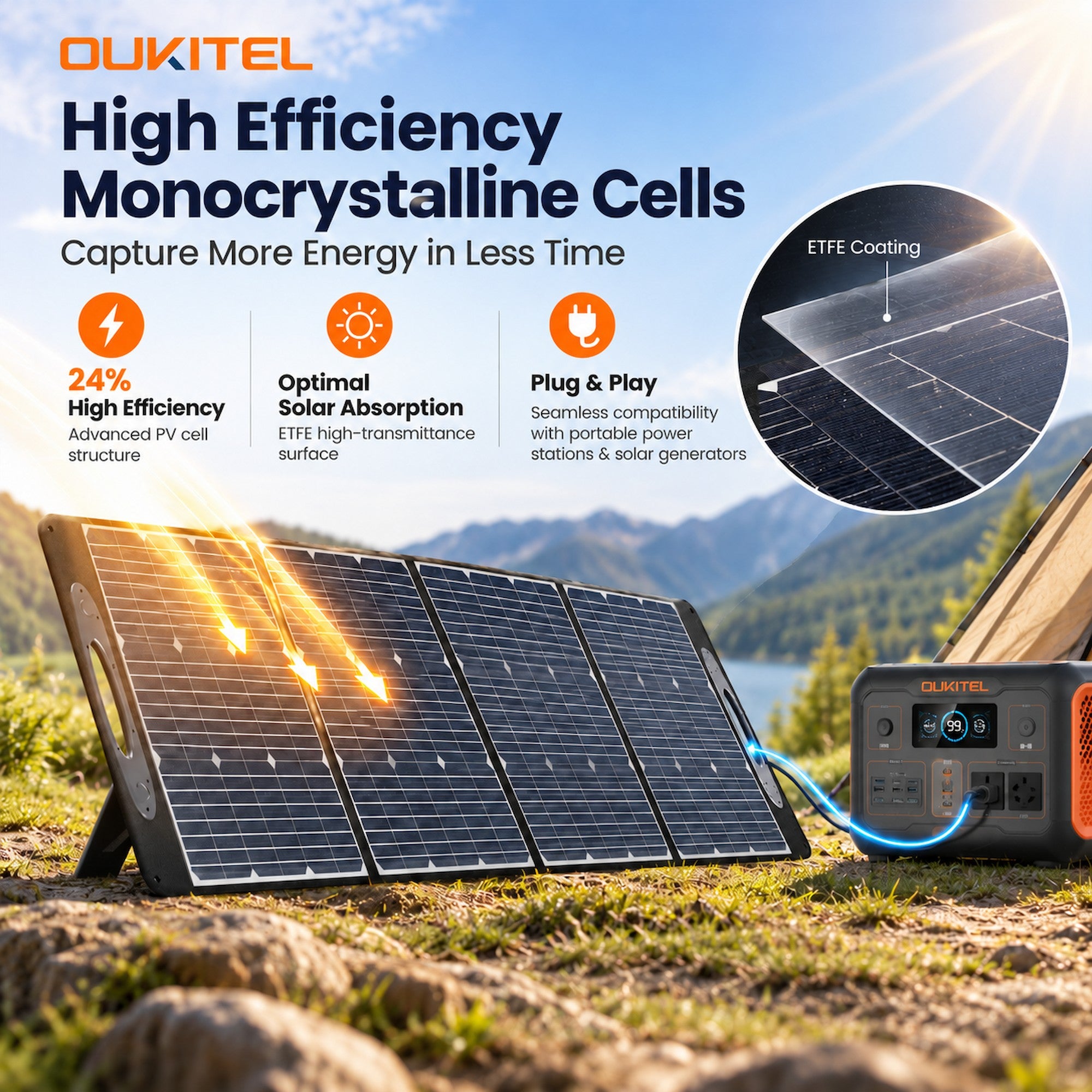 Oukitel PV100T 100W Foldable IP67 Solar Panel