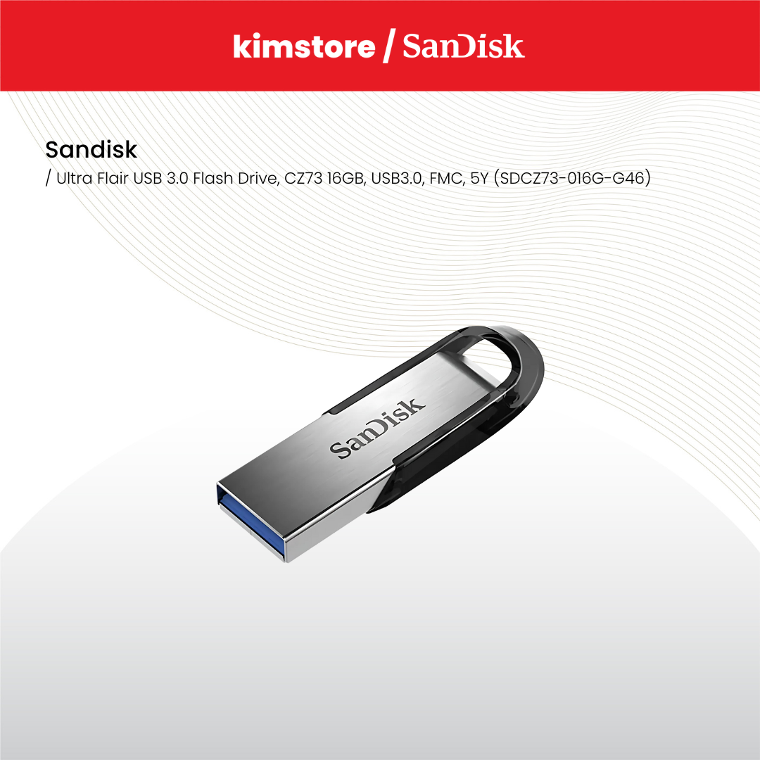 sandisk ultra flair usb 3 0 flash drive cz73 16gb usb3 0 fmc 5y sdcz73 016g g46