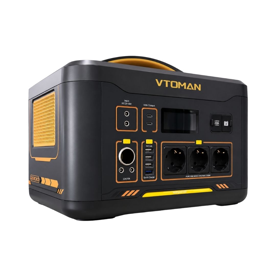 VTOMAN Jump 2200E 1408Wh/2200W Portable Power Station with 3 AC Outlets and Jump Starter