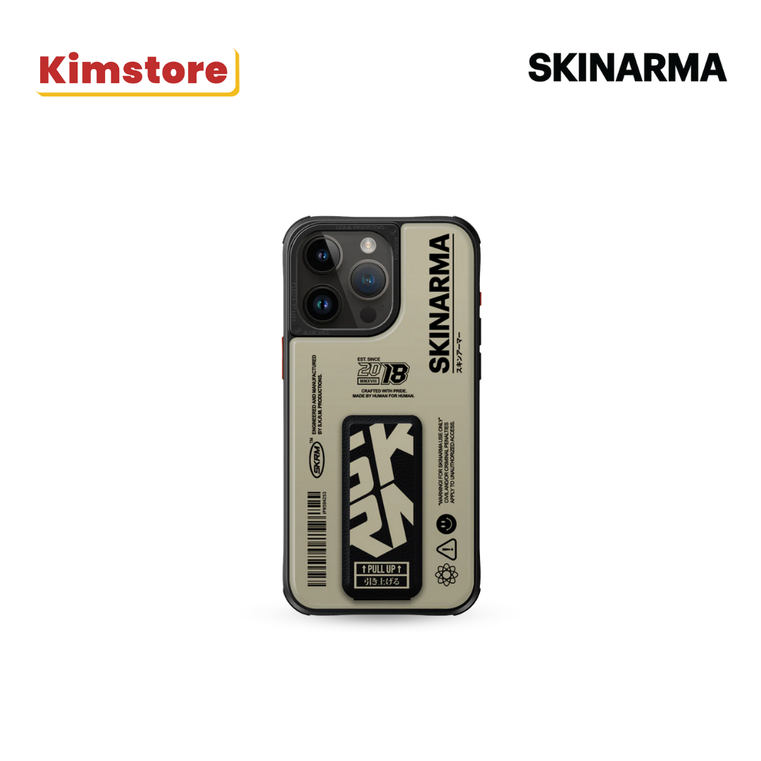 skinarma iphone 15 pro 6.1 2023 spunk mag charge + grip stand ivory